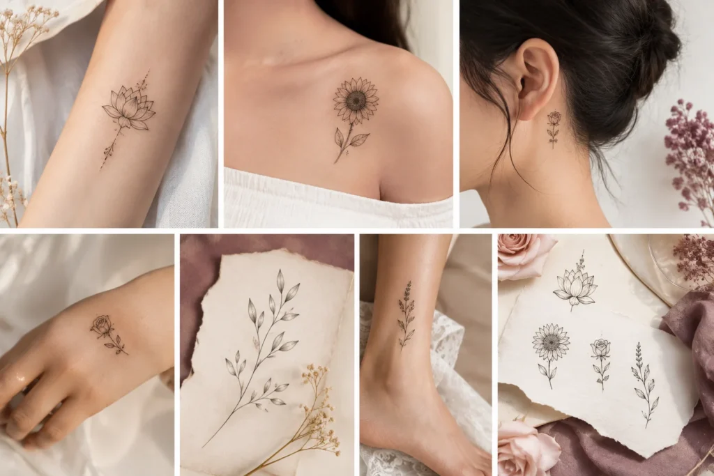 Temporary Flower Tattoo Inspiration Board