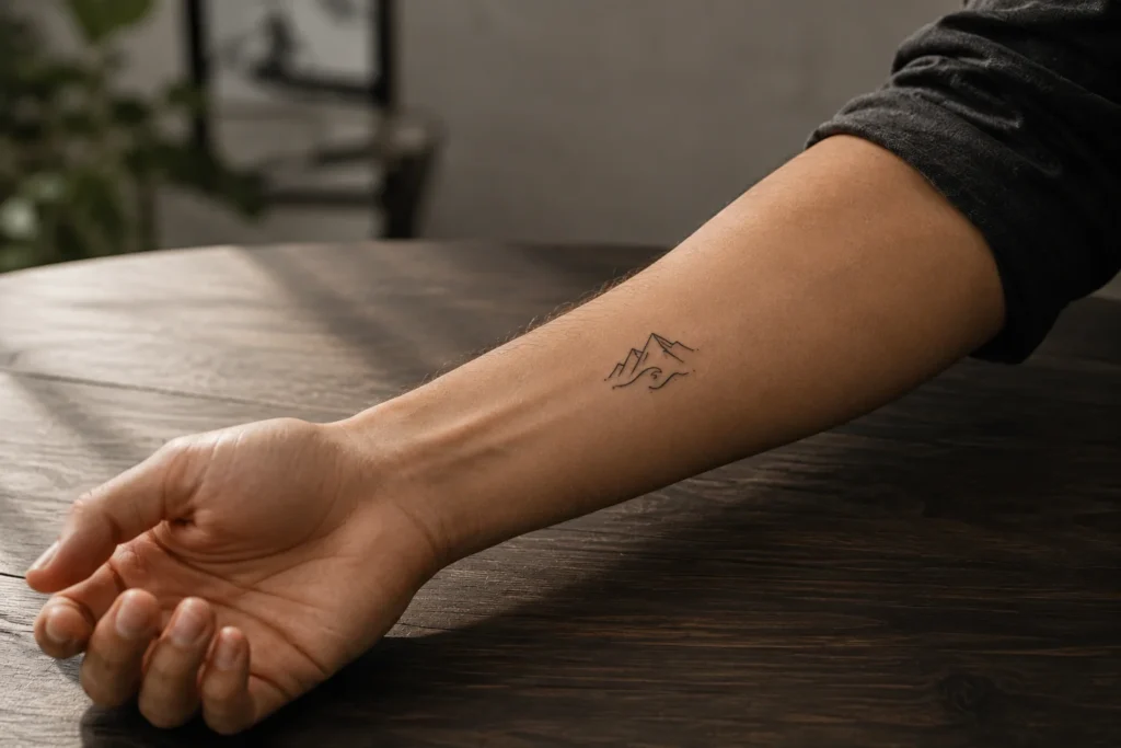 Simple meaningful first tattoo on forearm