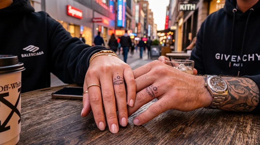 soulmate wedding ring tattoos on fingers